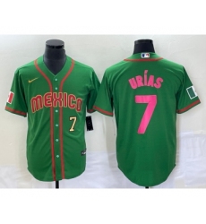 Men's Mexico Baseball #7 Julio Urias Number 2023 Green World Classic Stitched Jersey6