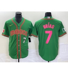 Men's Mexico Baseball #7 Julio Urias Number 2023 Green World Classic Stitched Jersey7