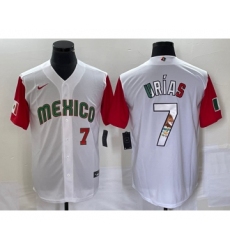 Men's Mexico Baseball #7 Julio Urias Number 2023 White Red World Classic Stitched Jersey10