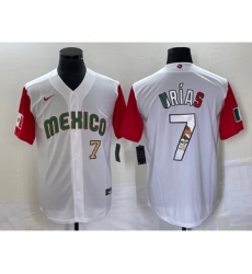 Men's Mexico Baseball #7 Julio Urias Number 2023 White Red World Classic Stitched Jersey11