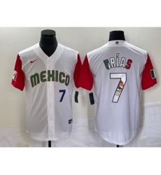 Men's Mexico Baseball #7 Julio Urias Number 2023 White Red World Classic Stitched Jersey12