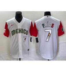 Men's Mexico Baseball #7 Julio Urias Number 2023 White Red World Classic Stitched Jersey13