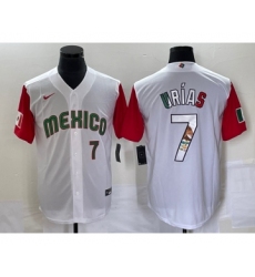 Men's Mexico Baseball #7 Julio Urias Number 2023 White Red World Classic Stitched Jersey8