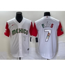 Men's Mexico Baseball #7 Julio Urias Number 2023 White Red World Classic Stitched Jersey9