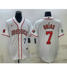 Men's Mexico Baseball #7 Julio Urias Number 2023 White World Baseball Classic Stitched Jersey1