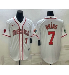 Men's Mexico Baseball #7 Julio Urias Number 2023 White World Baseball Classic Stitched Jersey2