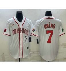 Men's Mexico Baseball #7 Julio Urias Number 2023 White World Baseball Classic Stitched Jersey