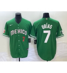 Men's Mexico Baseball #7 Julio Urias Number Green 2023 World Baseball Classic Stitched Jersey 1