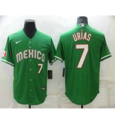 Men's Mexico Baseball #7 Julio Urias Number Green 2023 World Baseball Classic Stitched Jersey