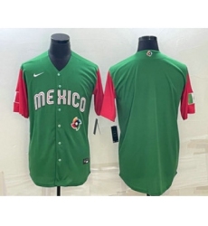 Men's Mexico Baseball Blank 2023 Green World Classic Stitched Jersey