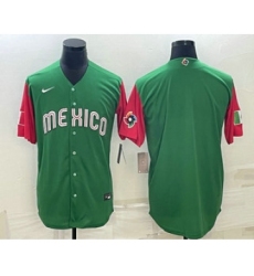 Men's Mexico Baseball Blank 2023 Green World Classic Stitched Jerseys