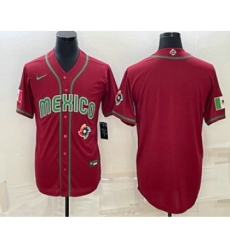 Men's Mexico Baseball Blank 2023 Red World Baseball With Classic Stitched Jersey