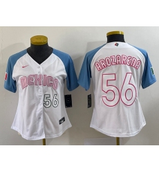 Women's Mexico Baseball #56 Randy Arozarena 2023 White Blue World Classic Stitched Jersey4