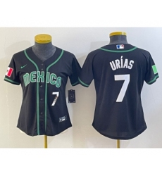 Women's Mexico Baseball #7 Julio Urias Number 2023 Black World Classic Stitched Jersey5