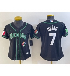 Women's Mexico Baseball #7 Julio Urias Number 2023 Black World Classic Stitched Jersey6