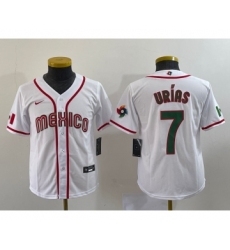 Youth Mexico Baseball #7 Julio Urias 2023 Red World Baseball Classic Stitched Jersey1