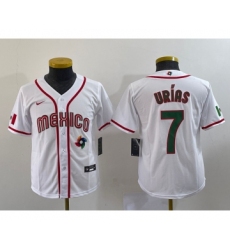 Youth Mexico Baseball #7 Julio Urias 2023 Red World Baseball Classic Stitched Jersey