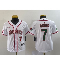 Youth Mexico Baseball #7 Julio Urias Number 2023 Red World Baseball Classic Stitched Jersey 5