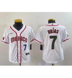 Youth Mexico Baseball #7 Julio Urias Number 2023 Red World Baseball Classic Stitched Jersey 6