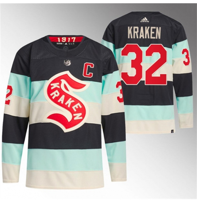 Men's Seattle Kraken #32 Kraken Deep Sea Blue 2024 Winter Classic Primegreen Stitched Jersey