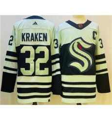 Men's Seattle Kraken #32 Kraken White 2022 Reverse Retro Stitched Jersey