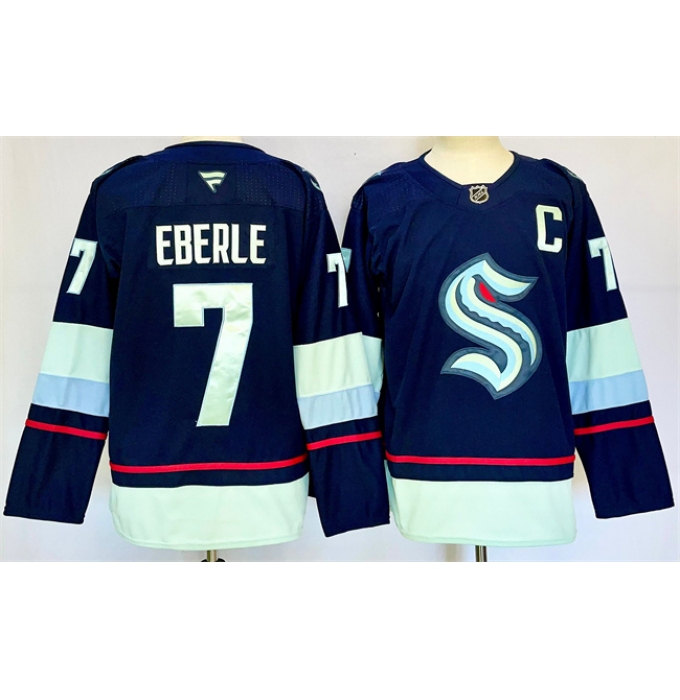 Men's Seattle Kraken #7 Jordan Eberle Navy 2024-25 Home Stitched Hockey Jersey