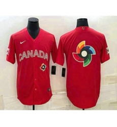 Men's Canada Baseball 2023 Red World Big Logo Classic Stitched Jersey