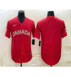 Men's Canada Baseball Blank 2023 Red World Classic Stitched Jerseys