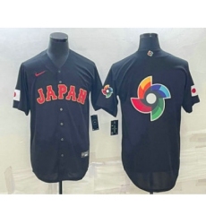 Men's Japan Baseball 2023 Black World Big Logo Classic Stitched Jersey