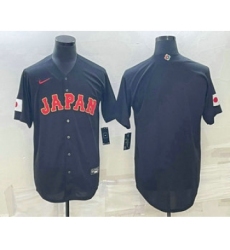 Men's Japan Baseball Blank 2023 Black World Classic Stitched Jerseys