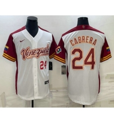 Men's Venezuela Baseball #24 Miguel Cabrera Number 2023 White World Classic Stitched Jersey