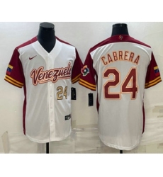 Men's Venezuela Baseball #24 Miguel Cabrera Number 2023 White World Classic Stitched Jerseys