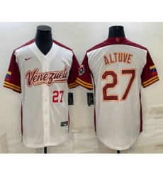 Men's Venezuela Baseball #27 Jose Altuve Number 2023 White World Baseball Classic Stitched Jersey1