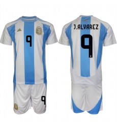 Men's Argentina #9 Gabriel Batistuta White Blue 2024-25 Home Soccer Jersey Suit