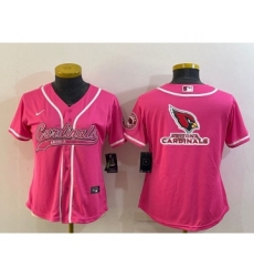 Women's Arizona Cardinals Pink Team Big Logo With Patch Cool Base Stitched Baseball Jersey