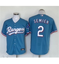 Men's Texas Rangers #2 Marcus Semien Blue Cool Base Stitched Baseball Jersey