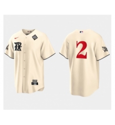 Men's Texas Rangers #2 Marcus Semien Cream 2023 World Series City Connect Stitched Baseball Jersey