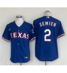 Men's Texas Rangers #2 Marcus Semien Royal Cool Base Stitched Baseball Jersey