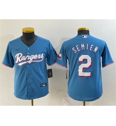 Women's Texas Rangers #2 Marcus Semien Blue With Stitched Baseball Jersey(Run Small)