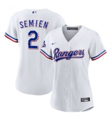 Women's Texas Rangers #2 Marcus Semien Nike White Home 2023 World Series Champions Replica Player Jersey