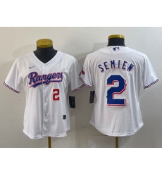 Women's Texas Rangers #2 Marcus Semien Number White 2024 Gold Collection Limited Cool Base Jersey