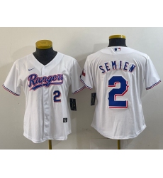 Women's Texas Rangers #2 Marcus Semien Number White 2024 Gold Collection Limited Cool Base Jerseys