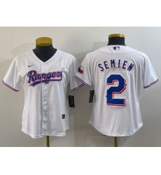 Women's Texas Rangers #2 Marcus Semien White 2024 Gold Collection Limited Cool Base Jersey