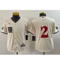 Youth Nike Texas Rangers #2 Marcus Semien Cream 2023 City Connect Stitched Baseball Jersey