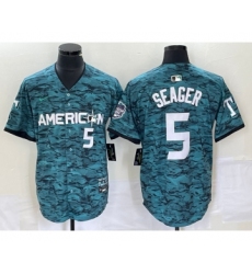 Men's Nike Texas Rangers #5 Corey Seager Teal 2023 All Star Stitched Baseball Jersey