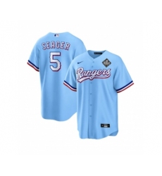 Men's Texas Rangers #5 Corey Seager Blue 2023 World Series Stitched Baseball Jersey