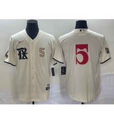 Men's Texas Rangers #5 Corey Seager Number Cream 2023 City Connect Stitched Baseball Jersey