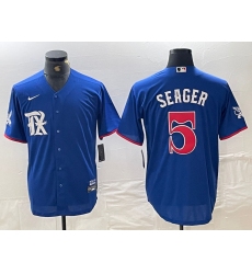 Men's Texas Rangers #5 Corey Seager Royal Blue 2023 City Connect Stitched Baseball Jersey