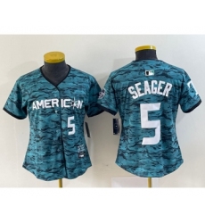 Women's Texas Rangers #5 Corey Seager Number Teal 2023 All Star Stitched Baseball Jersey