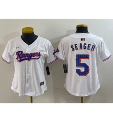 Women's Texas Rangers #5 Corey Seager White 2024 Gold Collection Limited Cool Base Jersey